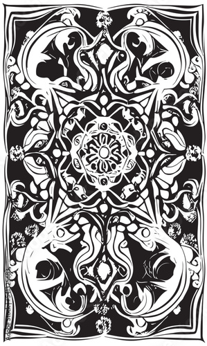 Decorative black and white gothic ornament, base for tattoo