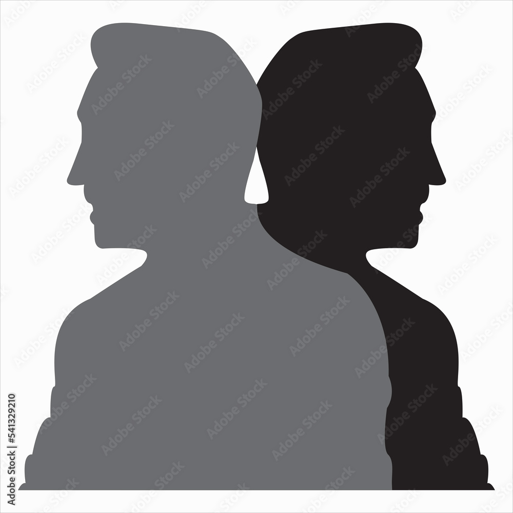 Two man silhouette 