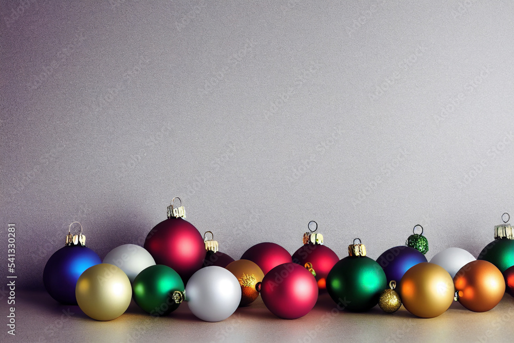 Christmas balls red, white, yellow, blue, green lying. Christmas decorations Christmas balls red, white, yellow, blue, green lying. Christmas decorations