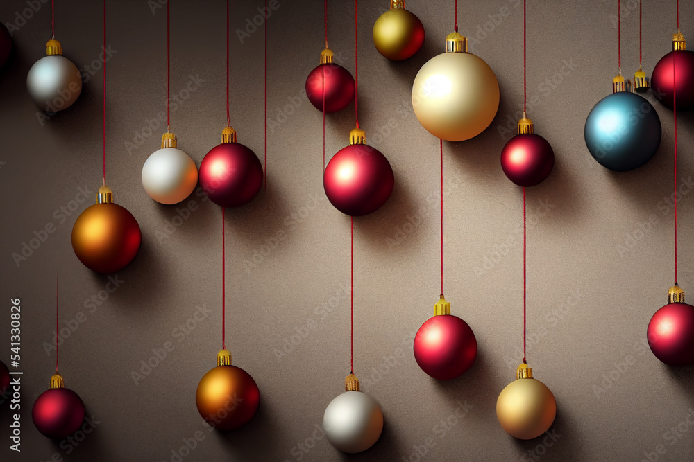 Christmas ball red, white, yellow, blue hanging. Christmas decorations Christmas ball red, white, yellow, blue hanging. Christmas decorations