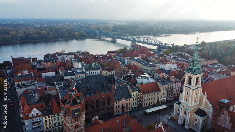 Toruń, stare miasto, widok z lotu ptaka, Polska