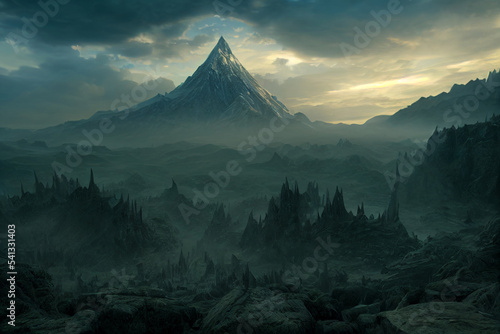 Concept art illustration of lonely mountain from hobbit desolation of smaug novel photo