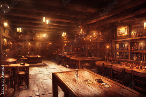 Fotografia Concept art illustration of medieval tavern