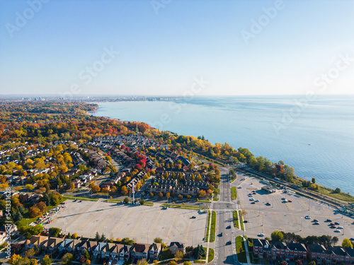 Port union Train Station Rouge hill park Lake Ontario all in drone View 