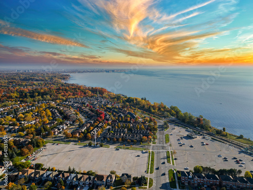 Port union Train Station  Rouge hill park  Lake Ontario all in drone View  photo