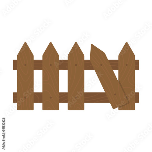 Wooden fence icon. Color silhouette. Horizontal front view. Vector simple flat graphic illustration. Isolated object on a white background. Isolate.