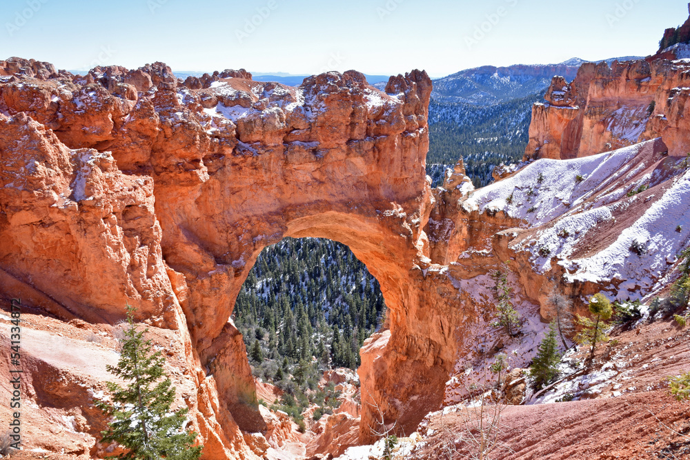 Natural Bridge in Bryce Canyon with Snow Dusting