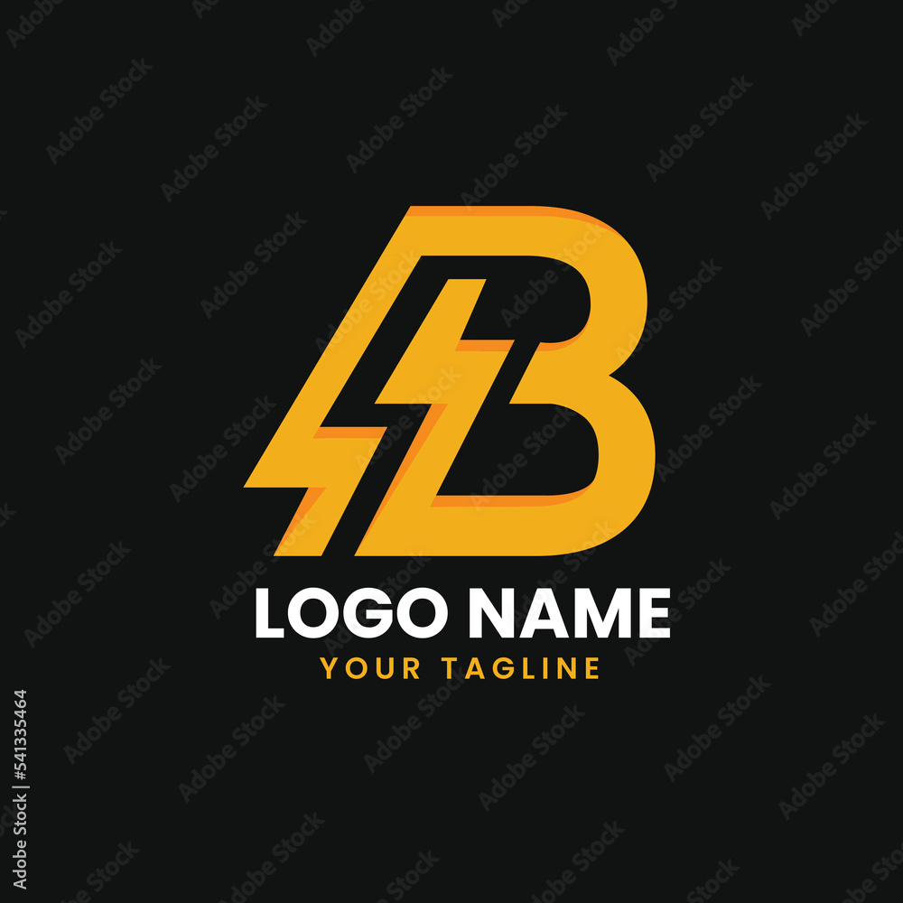 Obraz premium letter B with lightning thunder