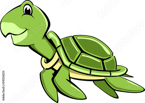 Cute Swimming Turtle PNG with transparent background