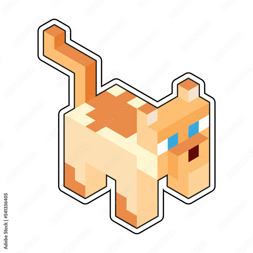 Obraz premium Isolated cat minecraft vector illustration