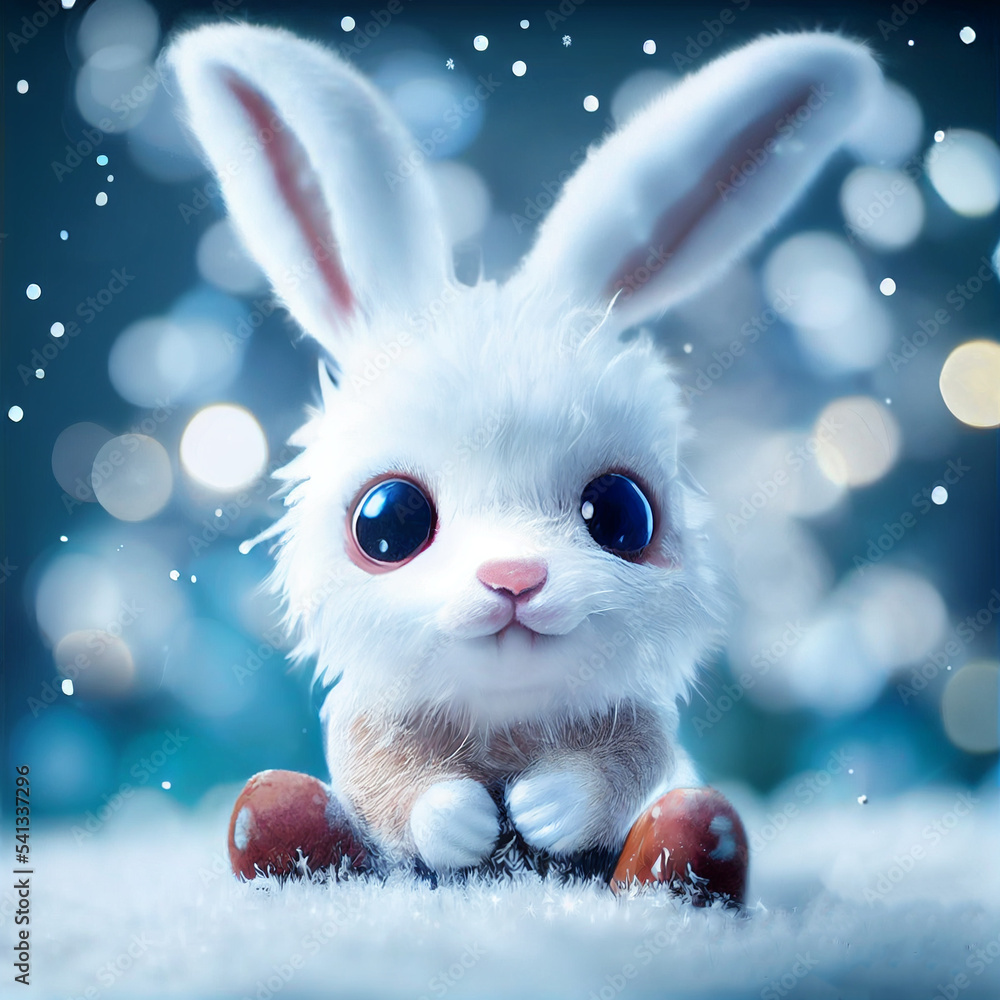 Rabbit is a symbol of the 2023 Chinese New Year. Cute bunny cartoon 3d  illustration. Merry christmas. Stock Illustration | Adobe Stock