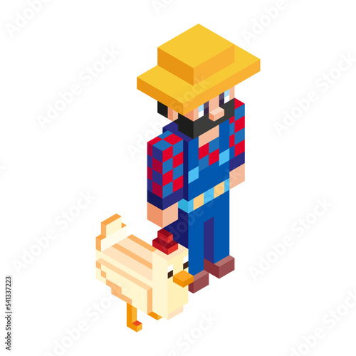 Isolated farmer dog minecraft vector illustration photo