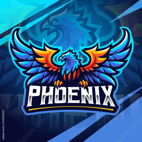 Blue phoenix esport mascot logo design