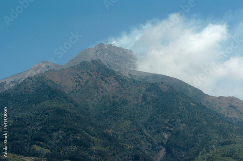 Smoke rises from the crater of the summit of Mount Merapi, Yogyakarta, Indonesia