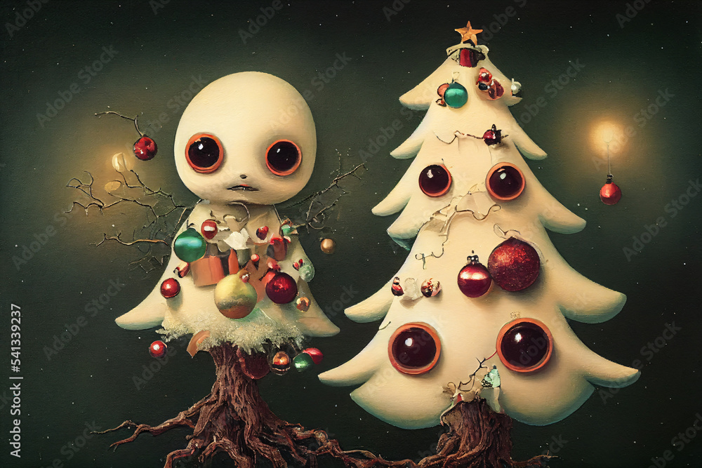 Obraz premium A whote Christmas tree decorated