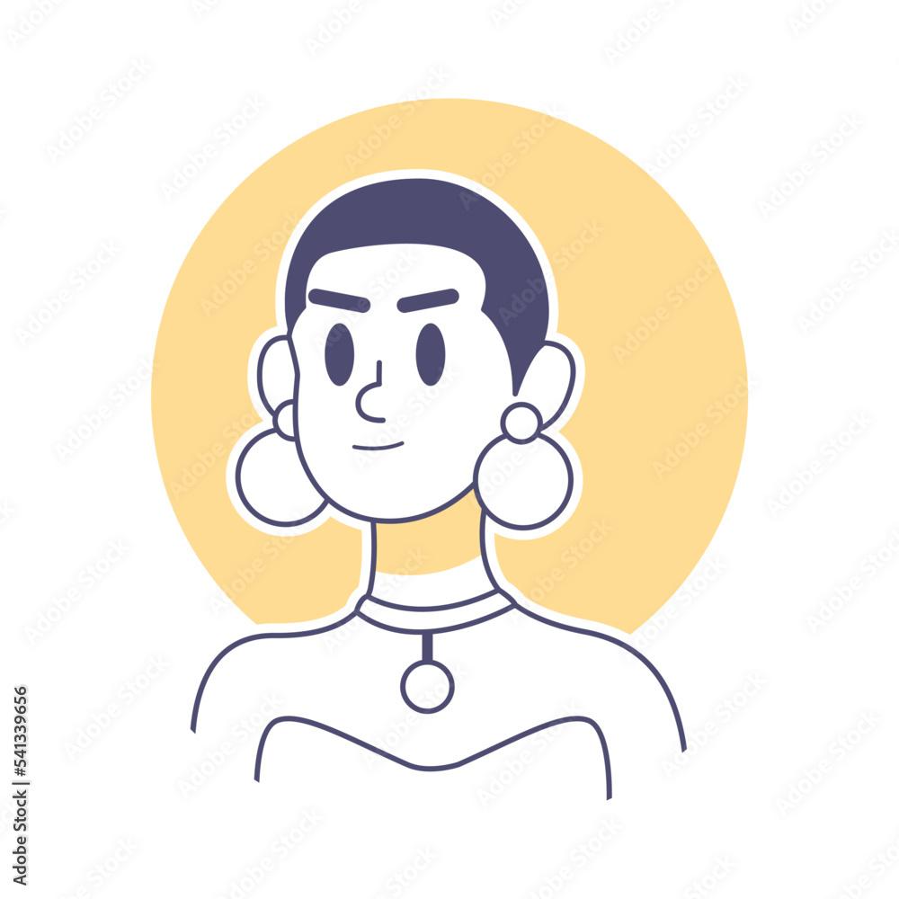 Isolated brunette woman draw vector illustration