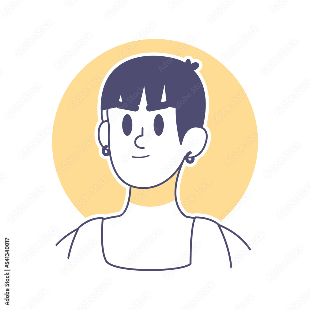 Isolated short hair woman draw vector illustration