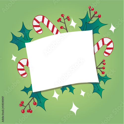 Christmas background card with space for text, blank letter vector with chrismast cartoon elements photo