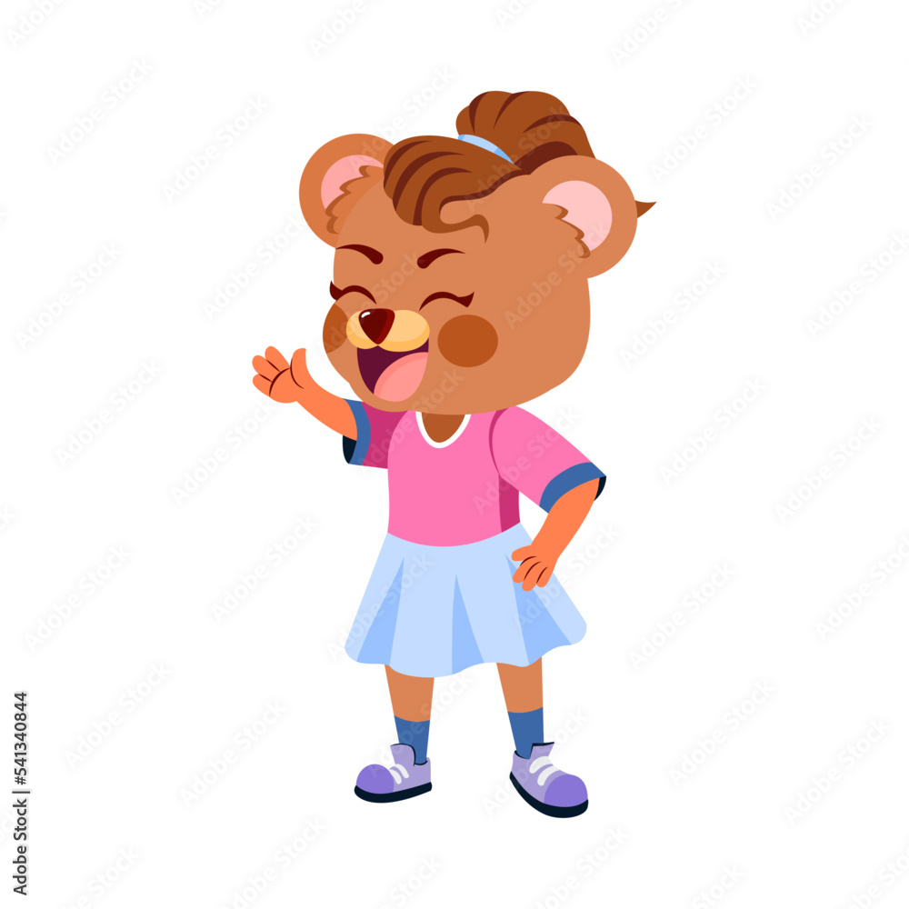 Isolated bear head body human draw animated vector