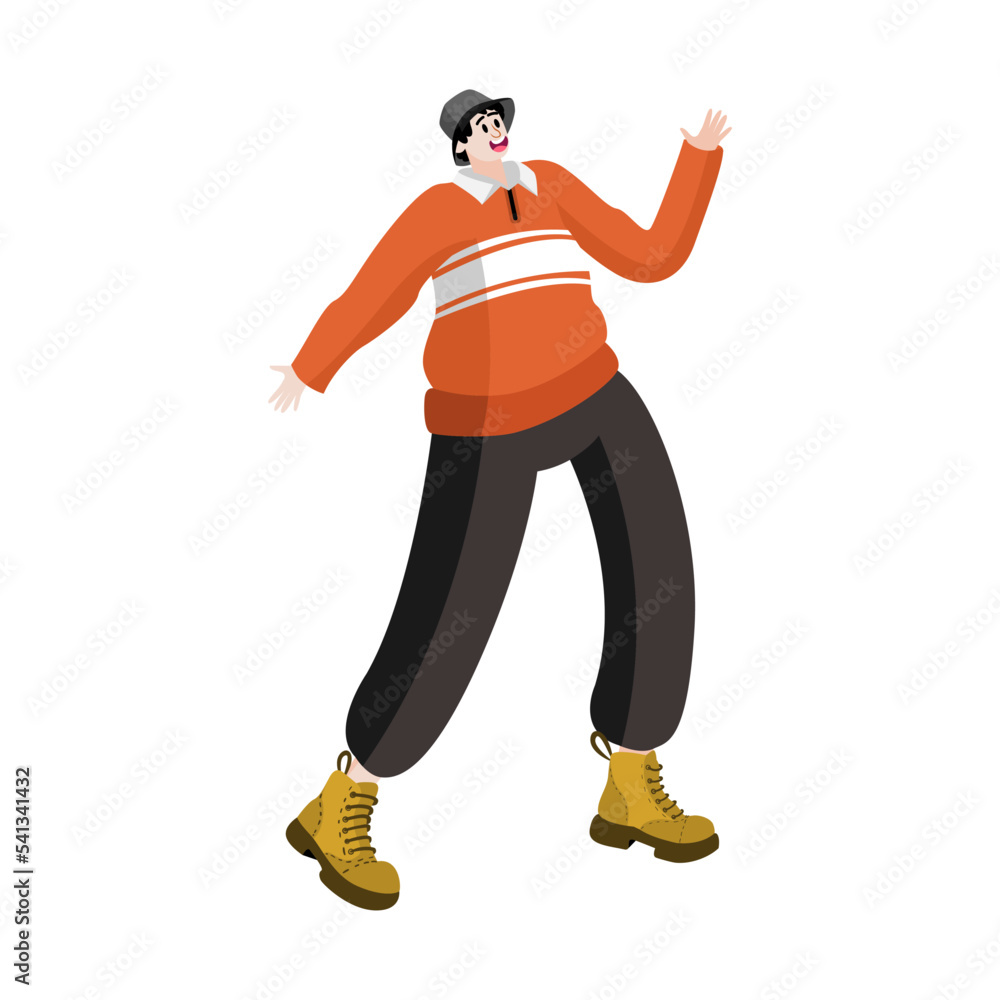 Isolated happy man dancing Hobby Vector Isolated happy man dancing Hobby Vector
