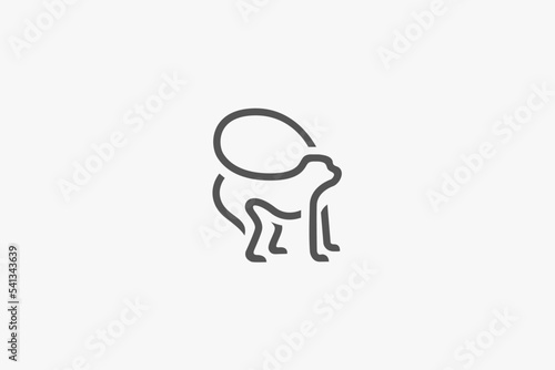 Canvas Print Illustration vector graphic of line art monkey