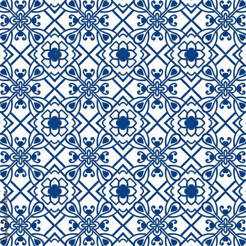 pattern with flowers blue stripes on a white background and rectangular frames, indigenous tribes, designed for use in textiles, fabric patterns, curtains, carpets, bags, clothes and others.