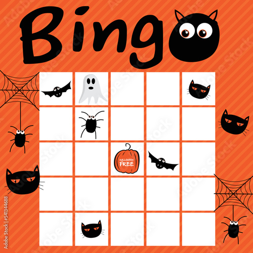 Halloween Themed Blank Bingo Cards With Decorated Bingo.