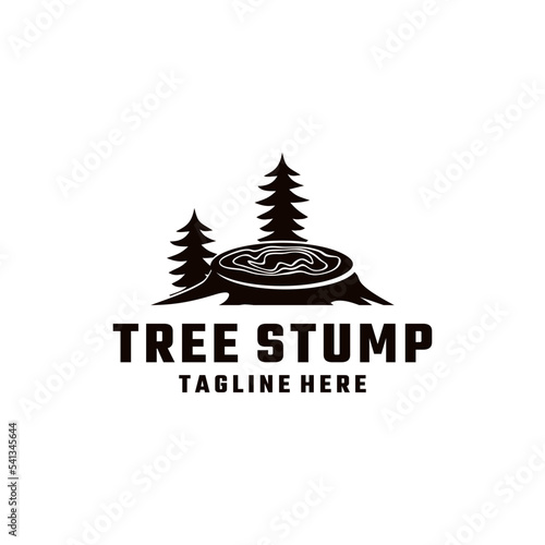 tree stump logo design, vector, silhouette, premium tree stump logo