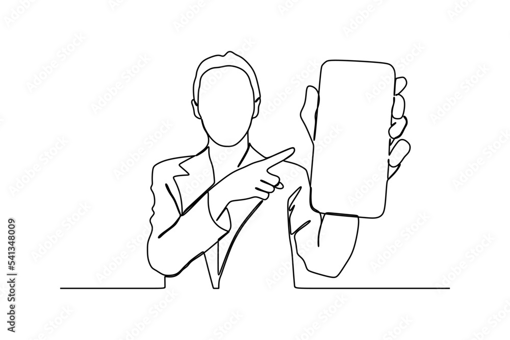 continuous line drawing of portrait of a pretty young girl holding mobile phone continuous line drawing of portrait of a pretty young girl holding mobile phone