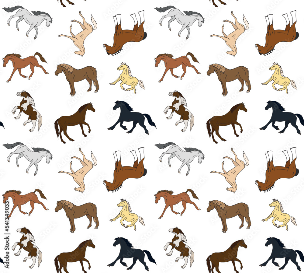 Vector seamless pattern of hand drawn sketch doodle horse isolated on white background Vector seamless pattern of hand drawn sketch doodle horse isolated on white background