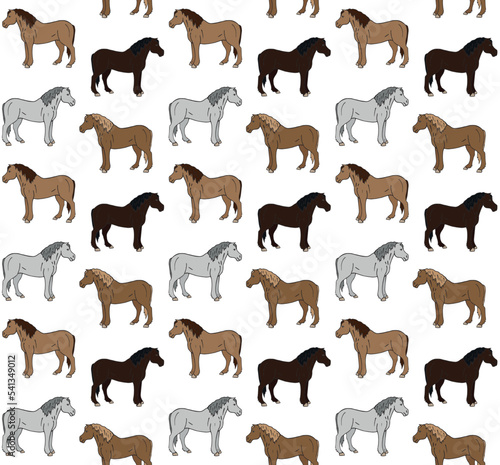 Vector seamless pattern of hand drawn sketch doodle horse isolated on white background © Sweta