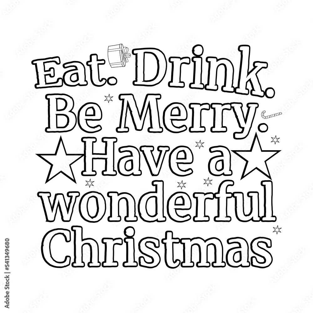 Merry Christmas Coloring page. Christmas line art coloring page design
