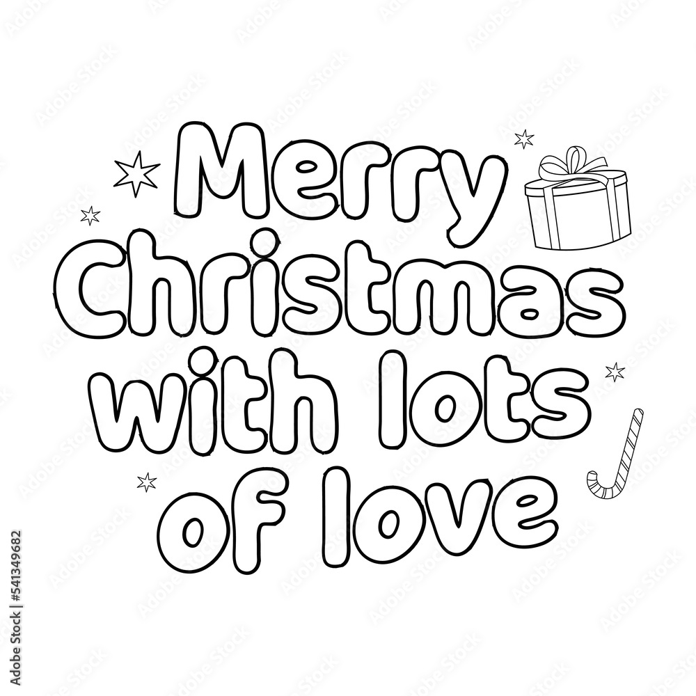 Merry Christmas Coloring page. Christmas line art coloring page design