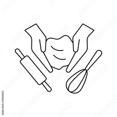 Dough making icon design. Graphic icon hands knead dough. Preparation ingredient for pasta, pizza, bread, baked and other dishes. vector illustration