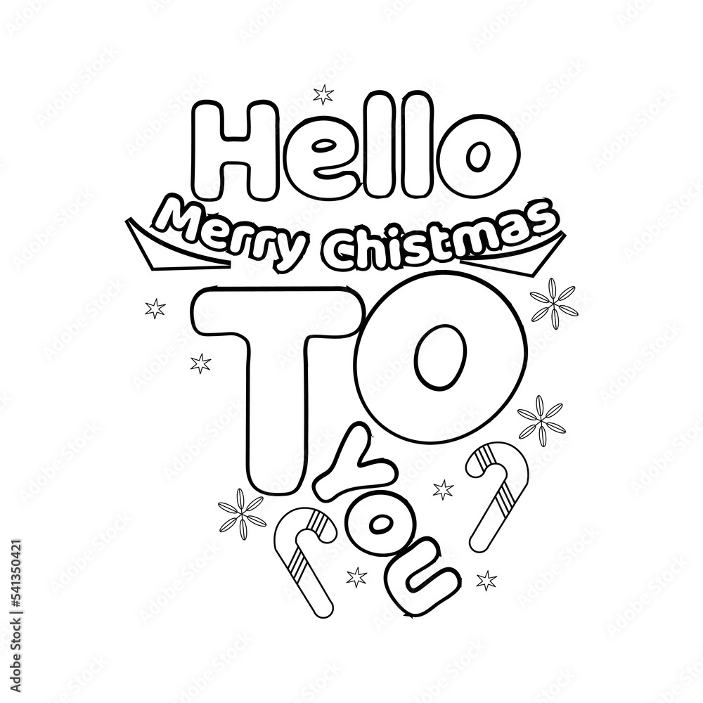 Merry Christmas Coloring page. Christmas line art coloring page design