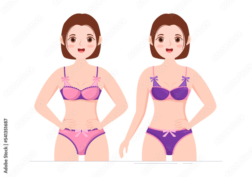Collection of Stylish Woman Lingerie, Bra and Undies Underwear with Pink and Purple Color on Flat Cartoon Hand Drawn Templates Illustration Collection of Stylish Woman Lingerie, Bra and Undies Underwear with Pink and Purple Color on Flat Cartoon Hand Drawn Templates Illustration