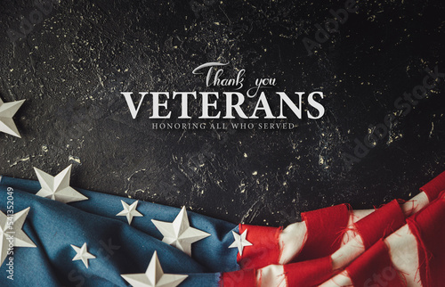 Thank you veterans, November 11, honoring all who served, posters, greeting card for veterans day, american flag on stone background
