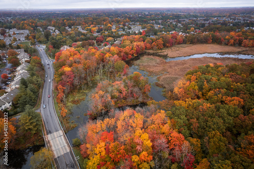 Drone Autumn Foliage in Princeton Cranbury Plainsboro New Jersey