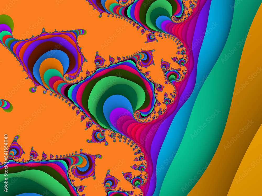Orange blue green abstract background with swirls