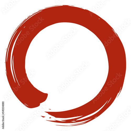 Zen Enso Red Blood Shed Brush Circle  Stroke Vector Art