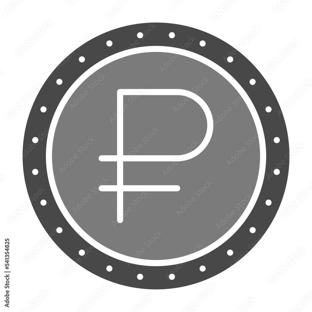 Ruble Greyscale Glyph Icon