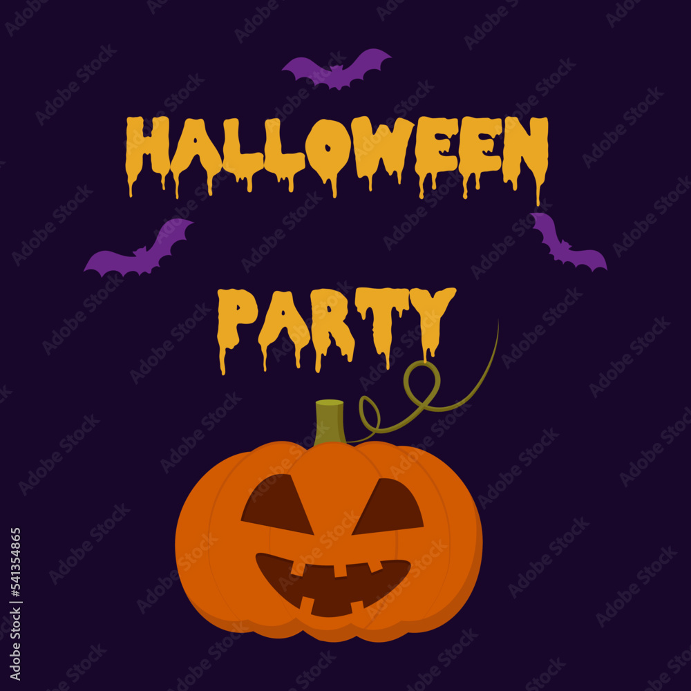 text halloween party on a dark background with a pumpkin banner invitation text halloween party on a dark background with a pumpkin banner invitation