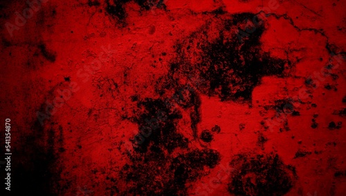 old cracked wall background with halloween theme, mossy dark red wall with dark side, unique cracked surface old wall background