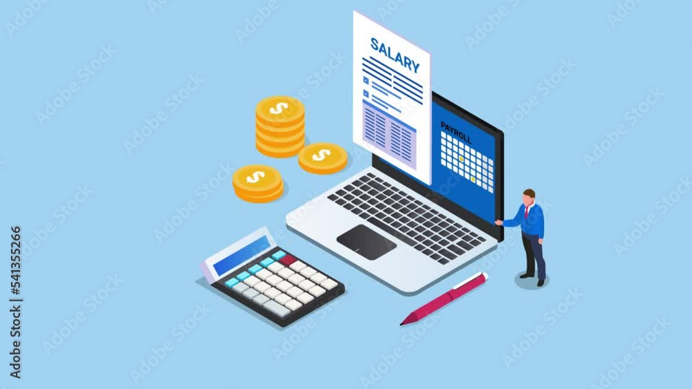 Businessman checking his salary on the laptop Businessman checking his salary on the laptop