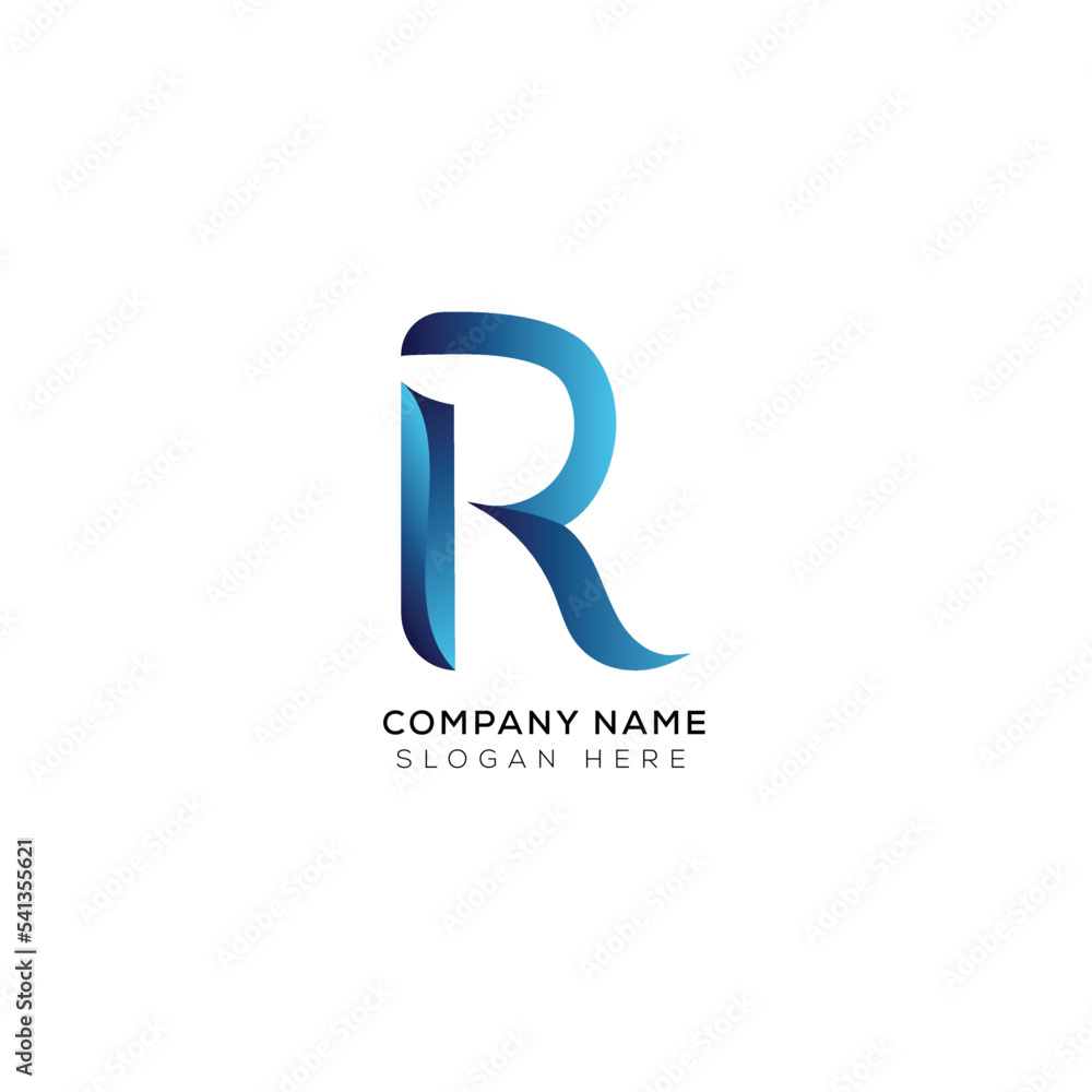 Modern minimal R logo design with black and white Modern minimal R logo design with black and white