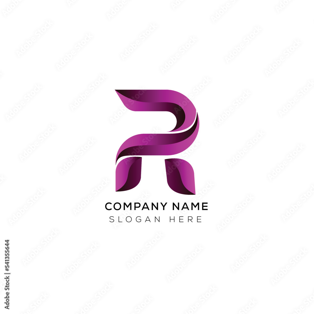 Obraz premium Modern minimal R logo design with black and white
