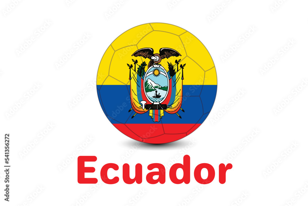 Ecuador Flag of Worldcup 2022 with football illustration
