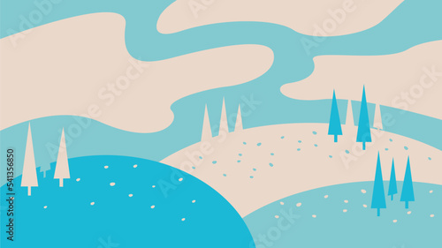 beautiful winter sky on snowy mountains background vector stock