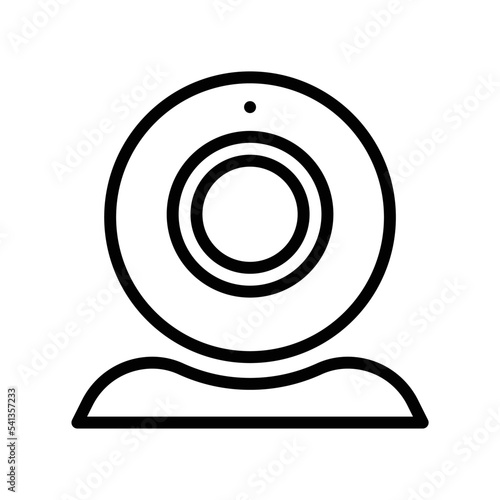 Webcam icon for online teleconference or live streaming in black outline style