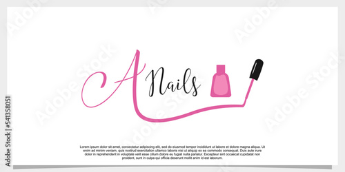 letter a with icon nail polish logo design template